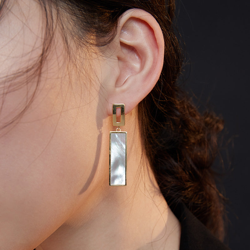 Minimalist vertical bar earrings, silver & gold