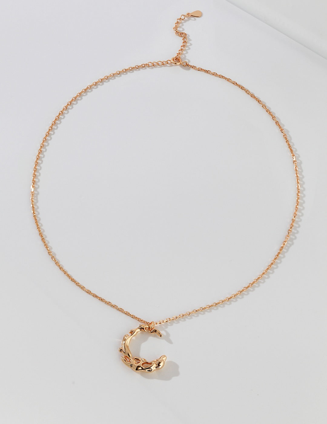 Crescent moon necklace, silver & gold