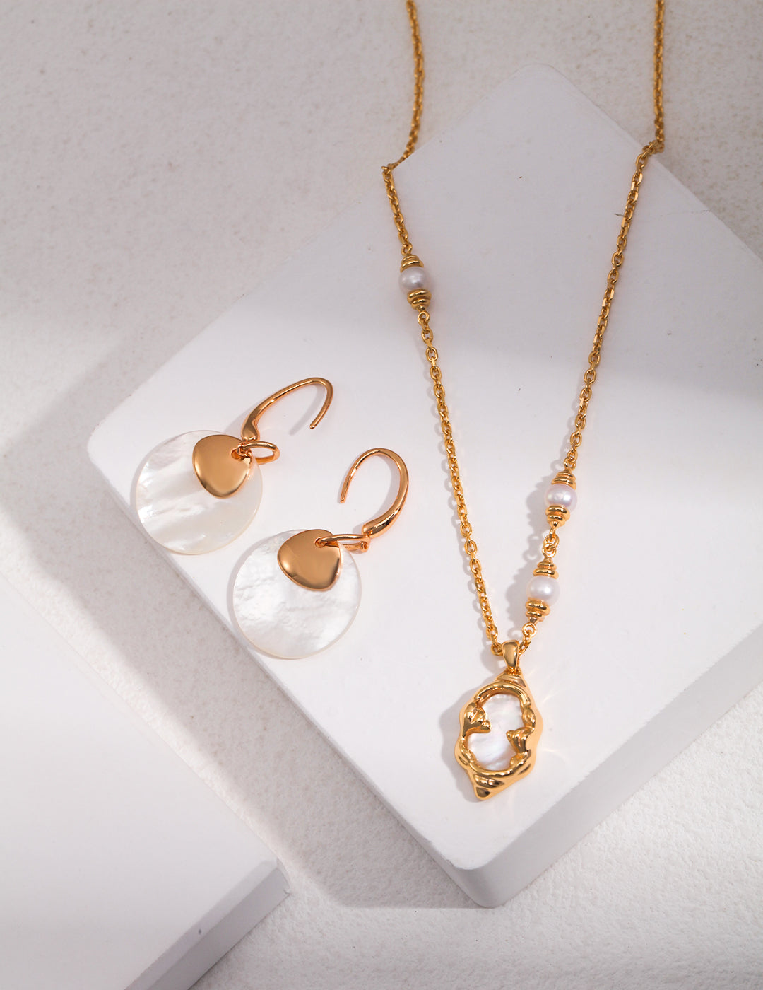 Baroque pearl drop hook earrings, gold