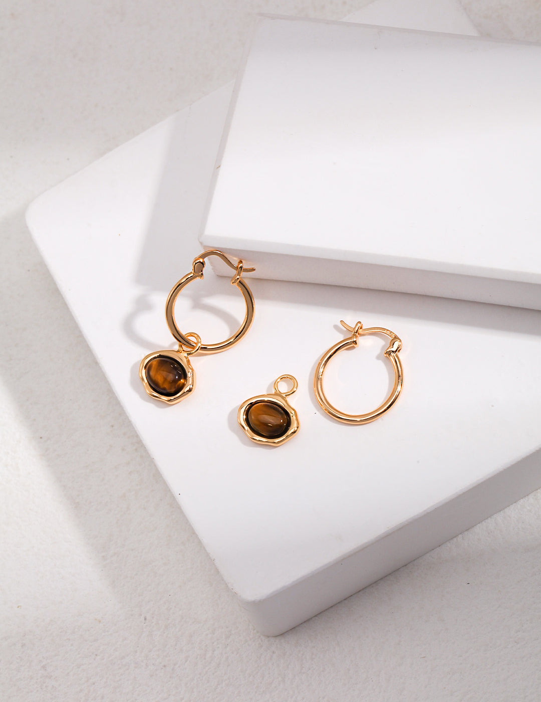 Minimalist opal hoop earrings
