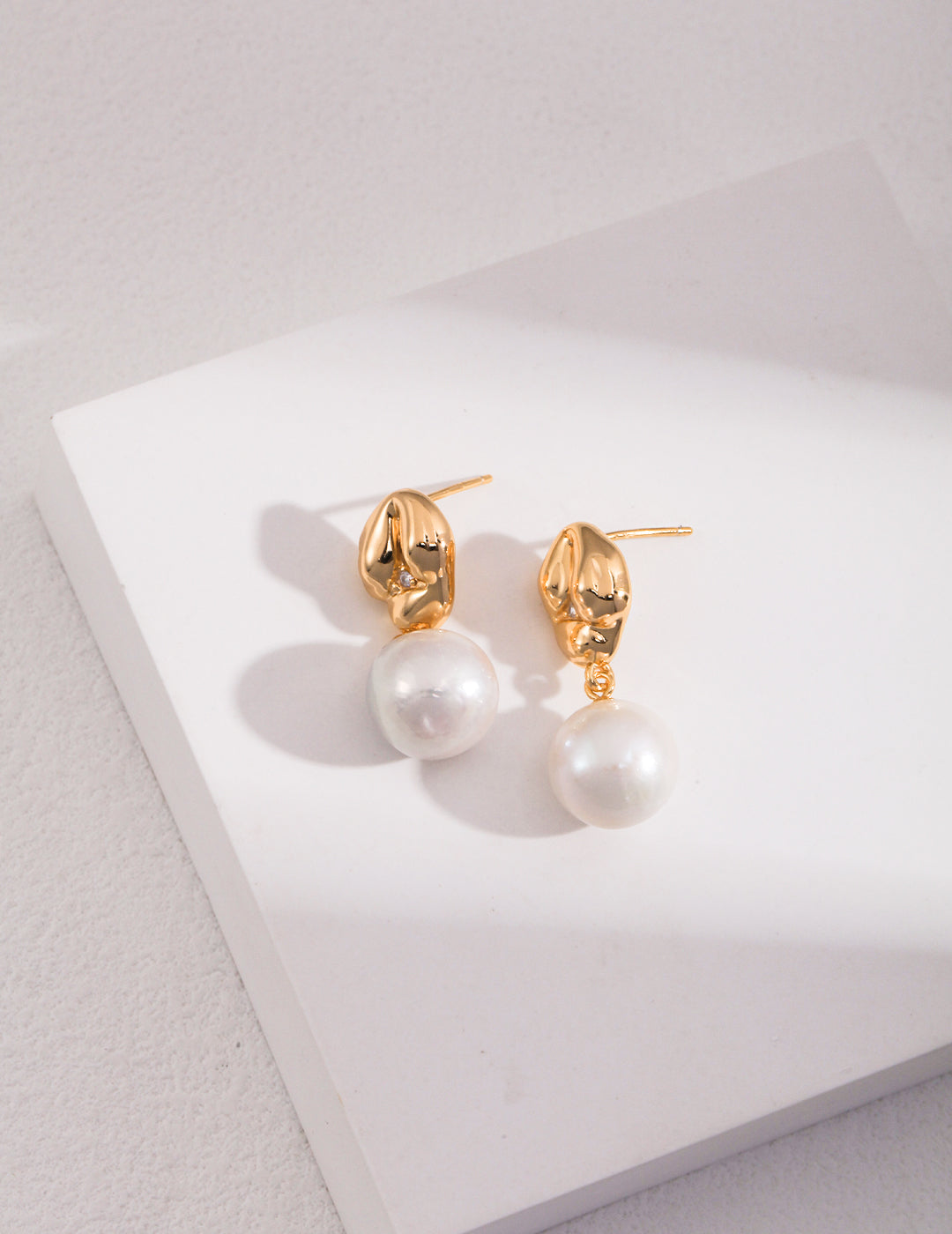 Bridal pearl drop earrings, silver & gold