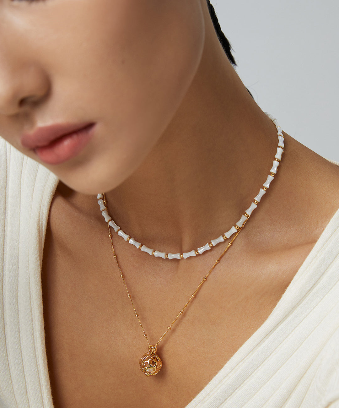 Fluid Lantern Minimalist Long Necklace