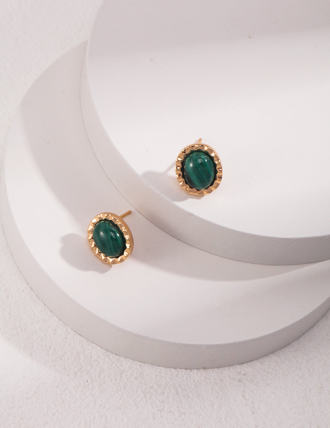 Vermeil gold jade stud earrings