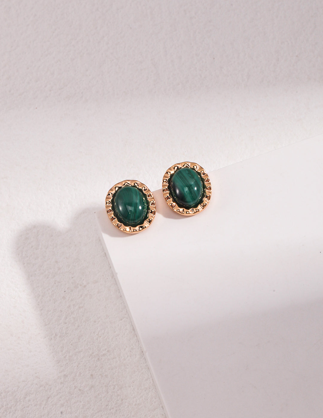 Vermeil gold jade stud earrings