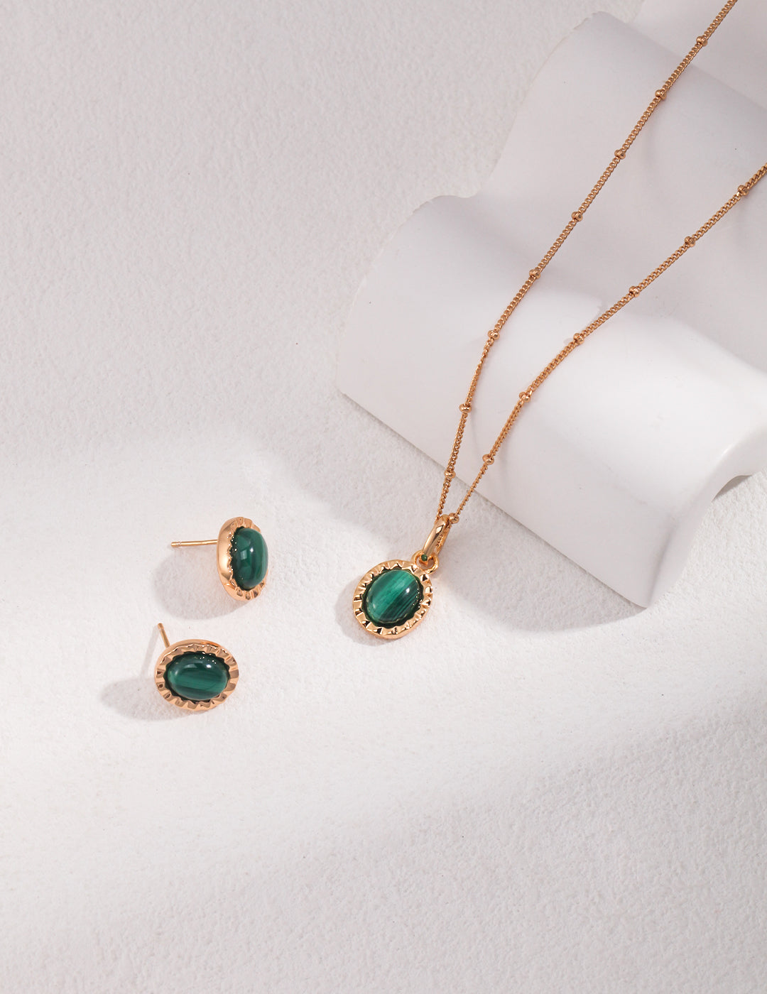 Vermeil gold jade stud earrings