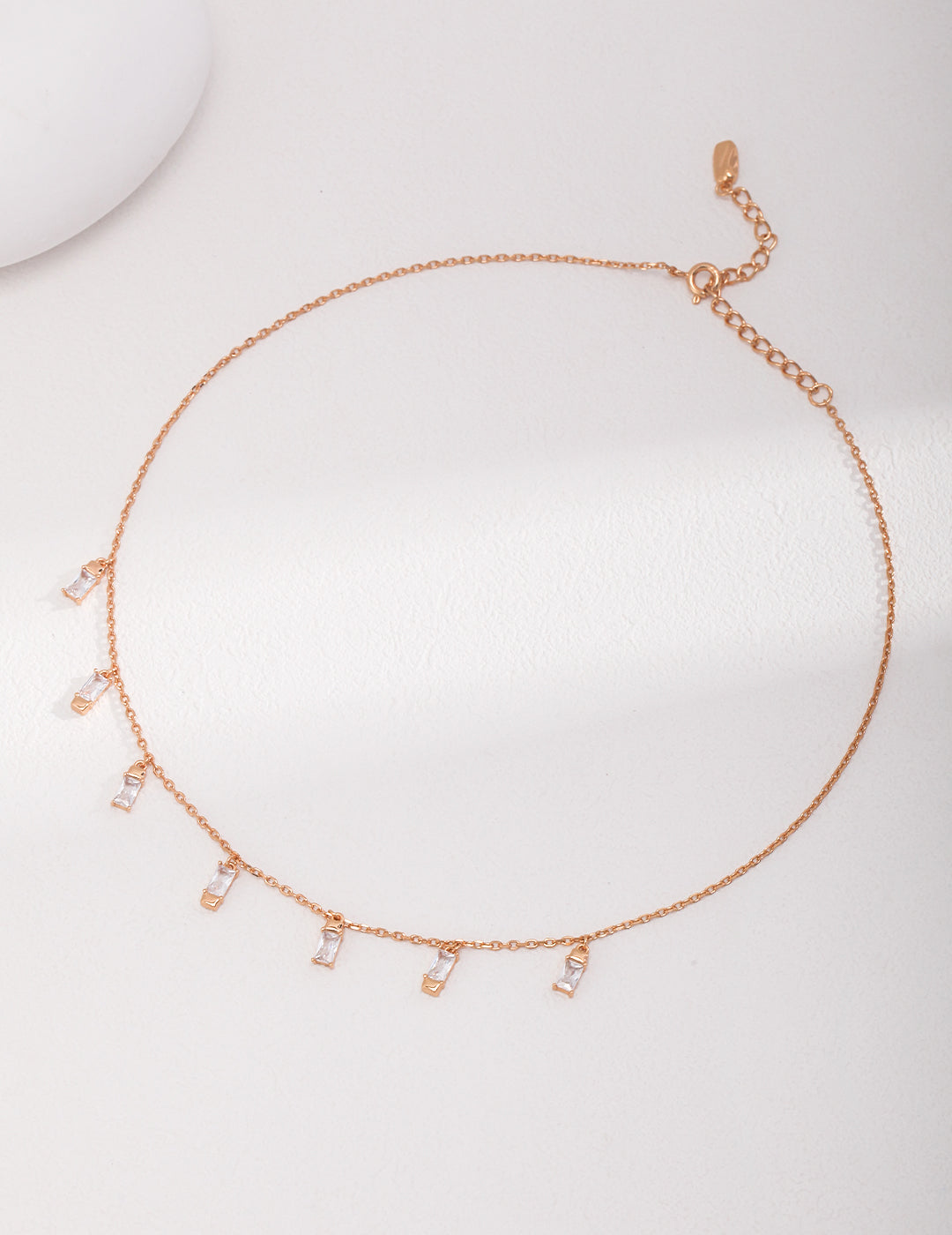 Rectangle Shaped Zircon Minimalist Pendant With Cable Chain