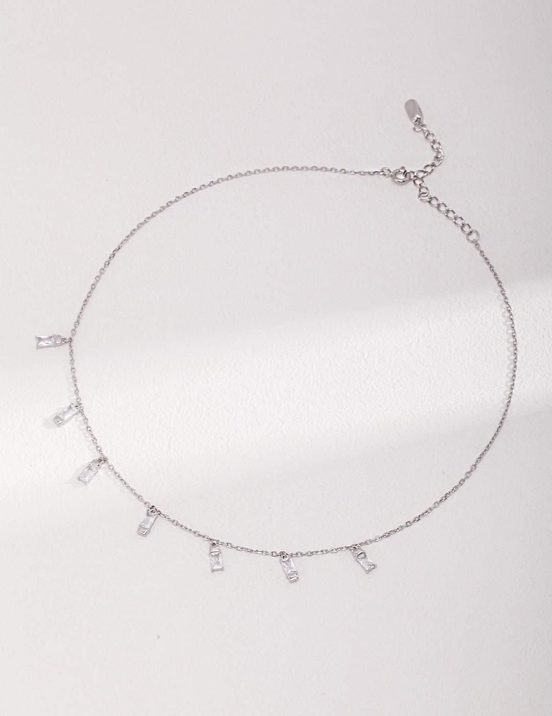 Rectangle Shaped Zircon Minimalist Pendant With Cable Chain