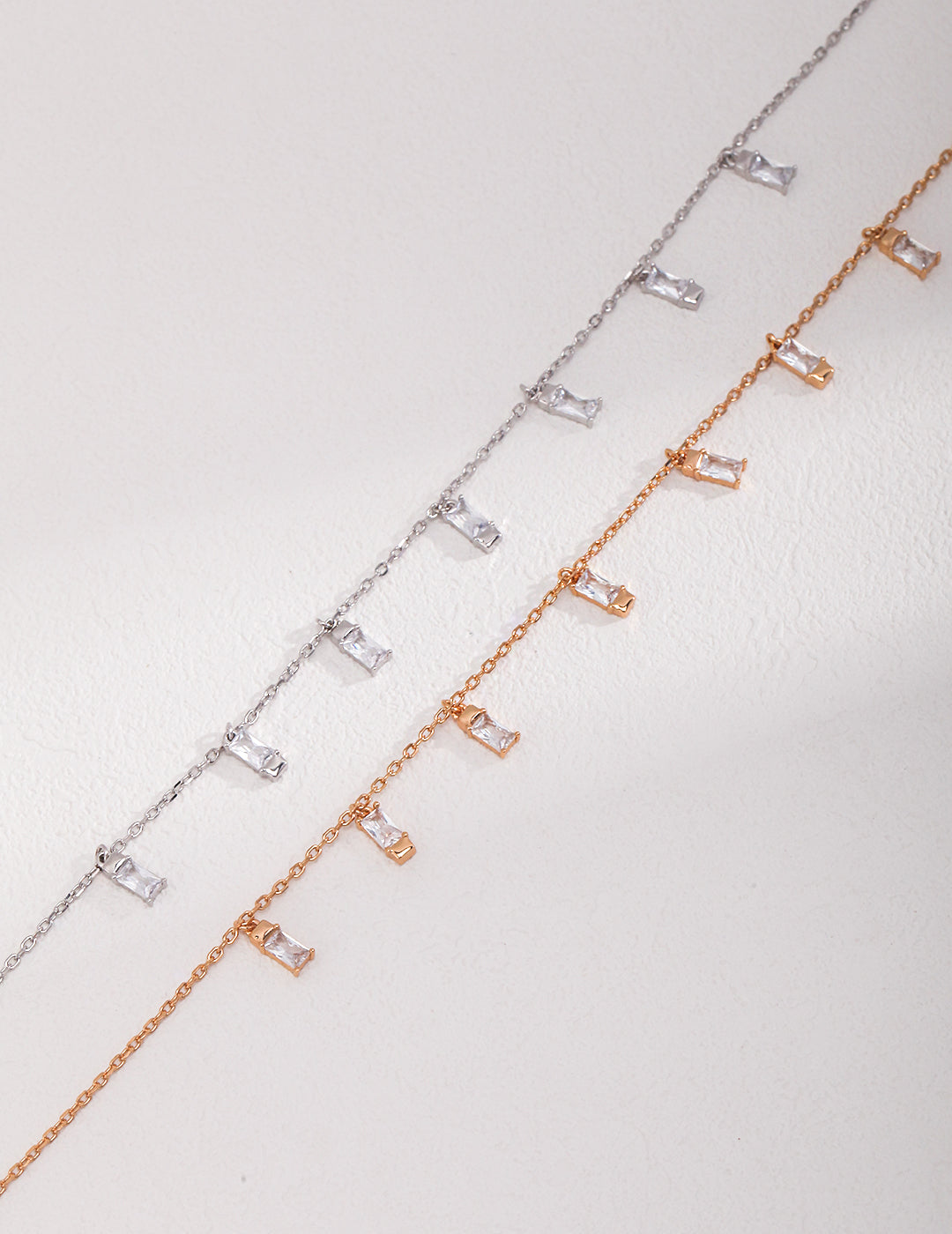 Elegant Minimalist Necklace with Rectangular Zircon Pendant