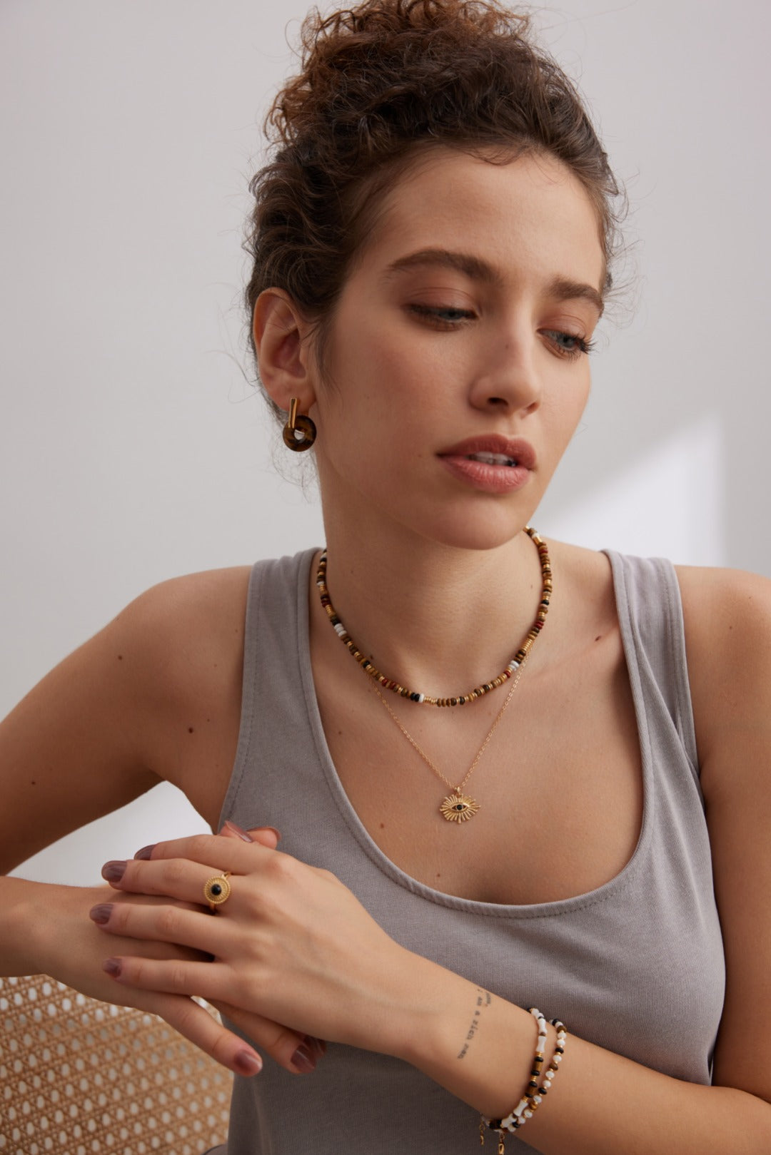 Earthy Rainbow Choker Necklace