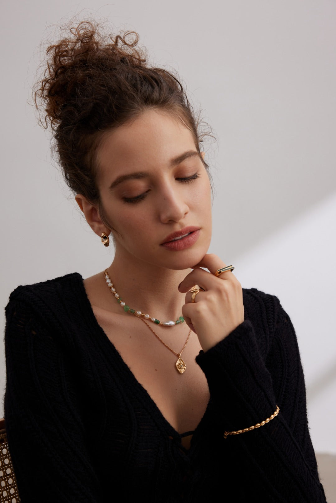 Rose Gold Eye Medallion Necklace