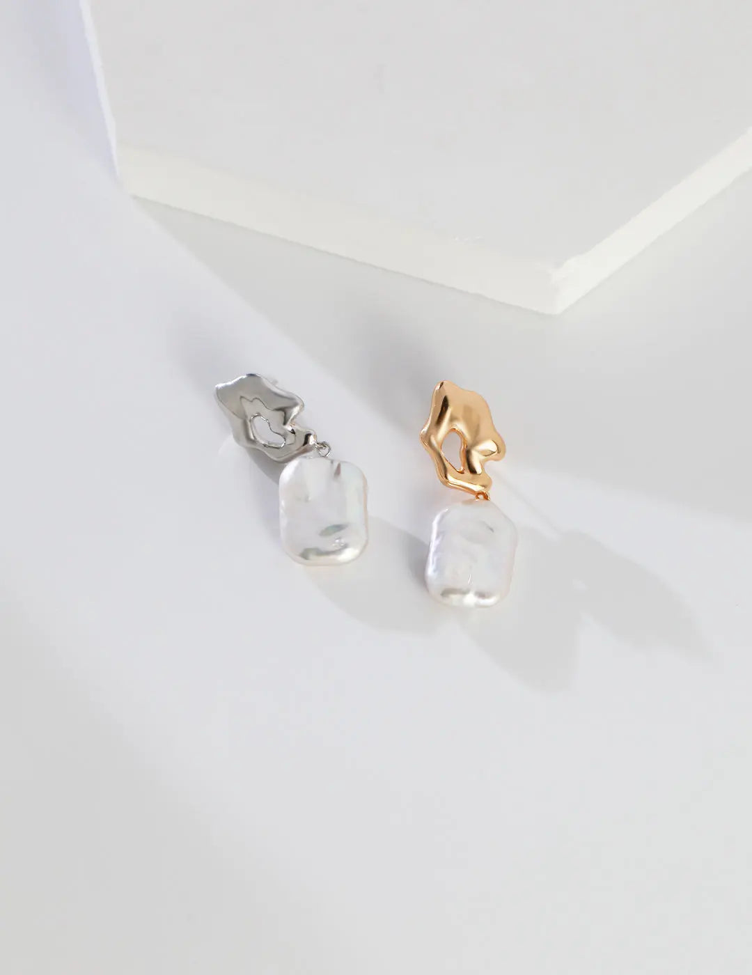 Intricately Uncommon Baroque Style Rectangular Pearl Earrings