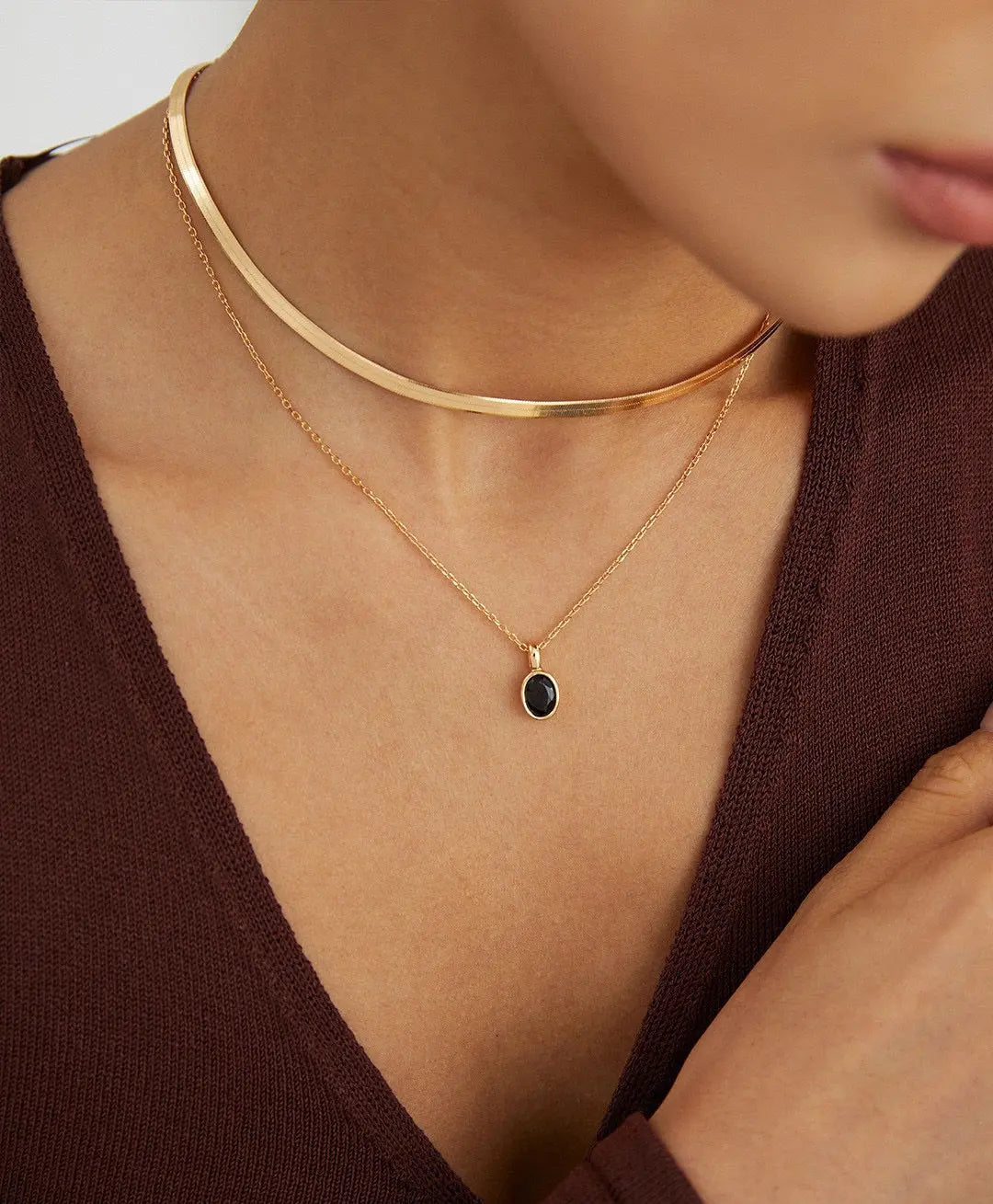 sterling silver necklace with zircon stone on silver gold vermeil pendant