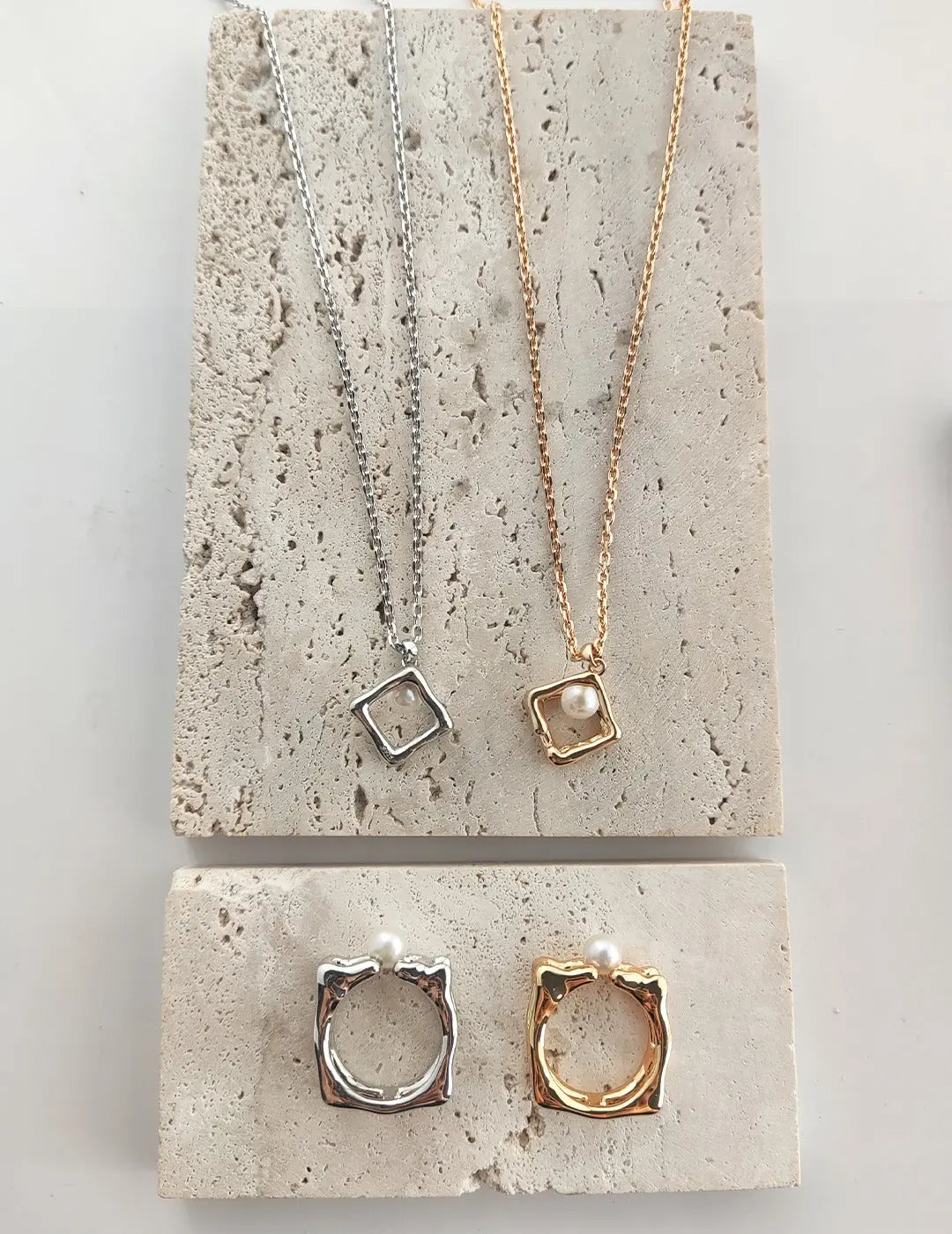 925 sterling silver necklace with hollow cube pendant freshwater pearl