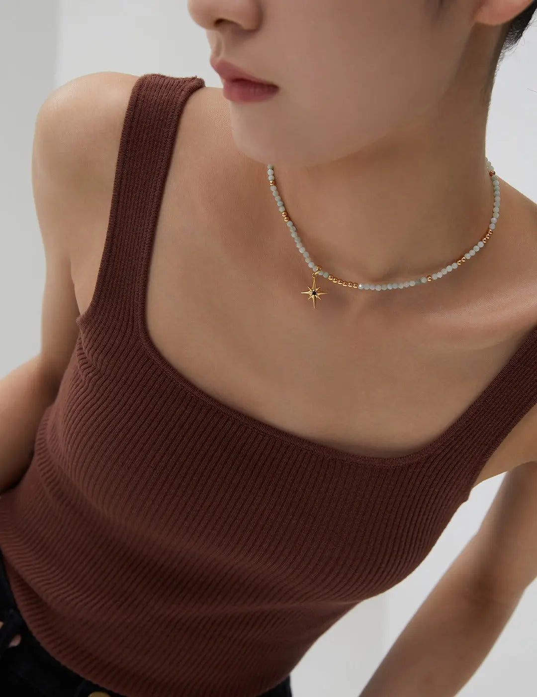 burmese jade necklace with 925 silver in gold vermeil star shaped pendant