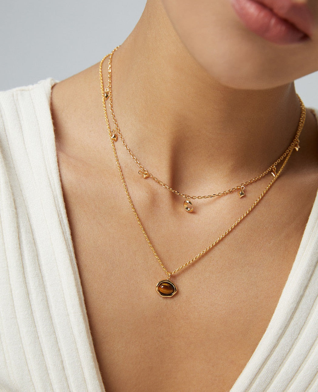 Tiger eye minimalist necklace