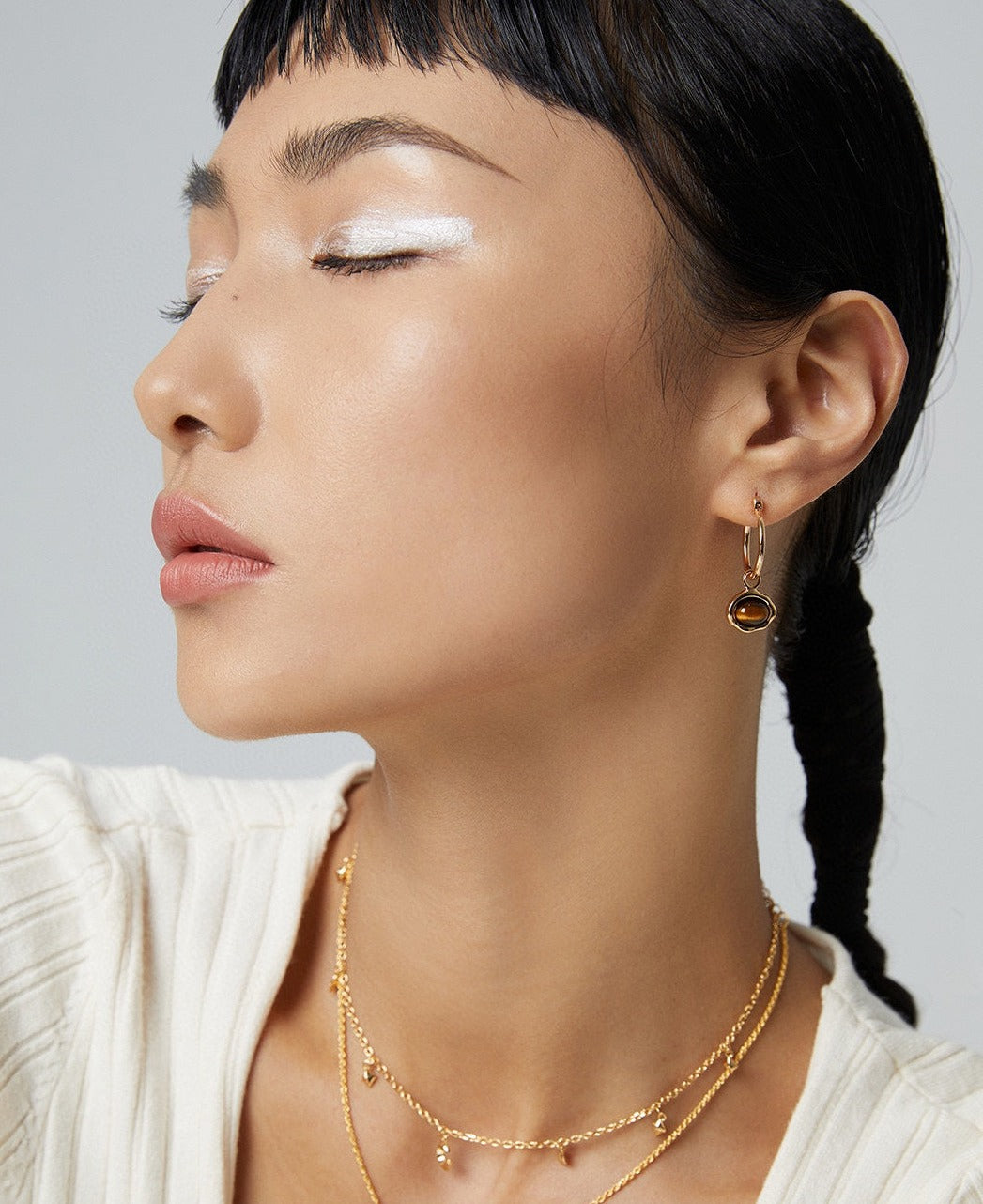 Minimalist opal hoop earrings