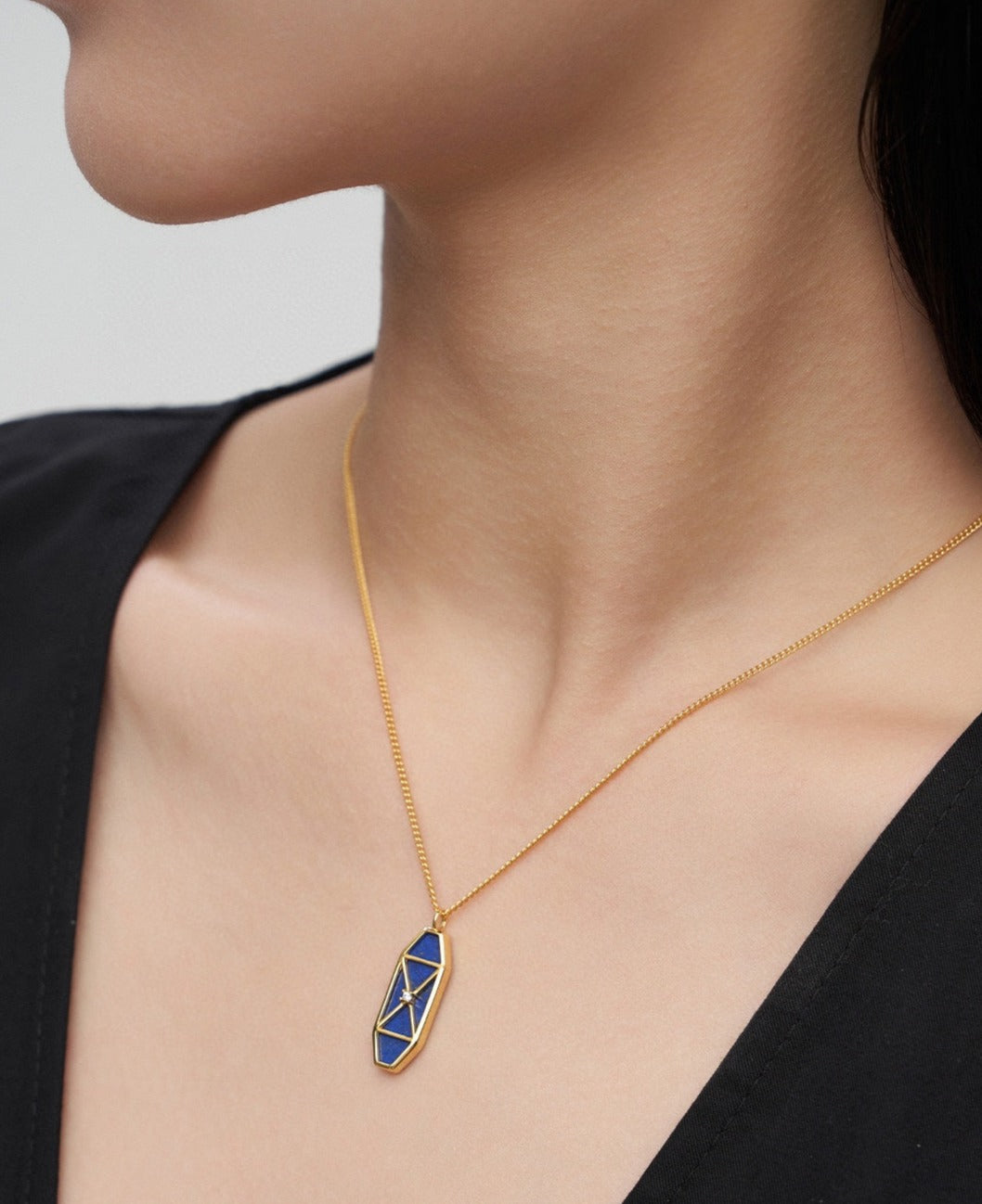 Navy blue golden necklace