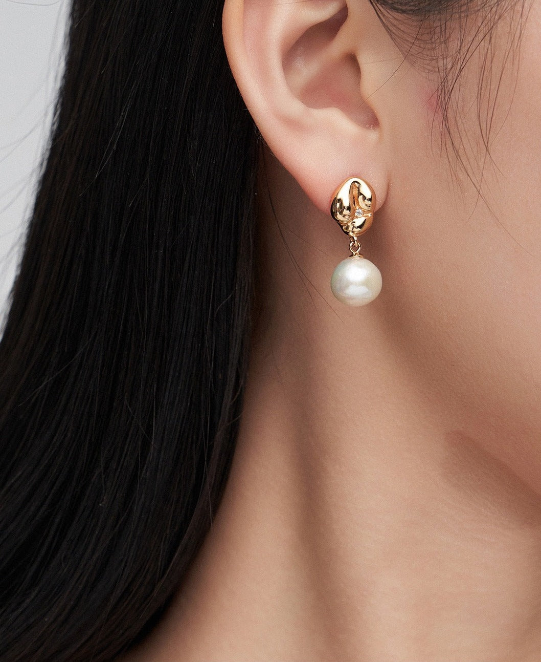 Bridal pearl drop earrings, silver & gold