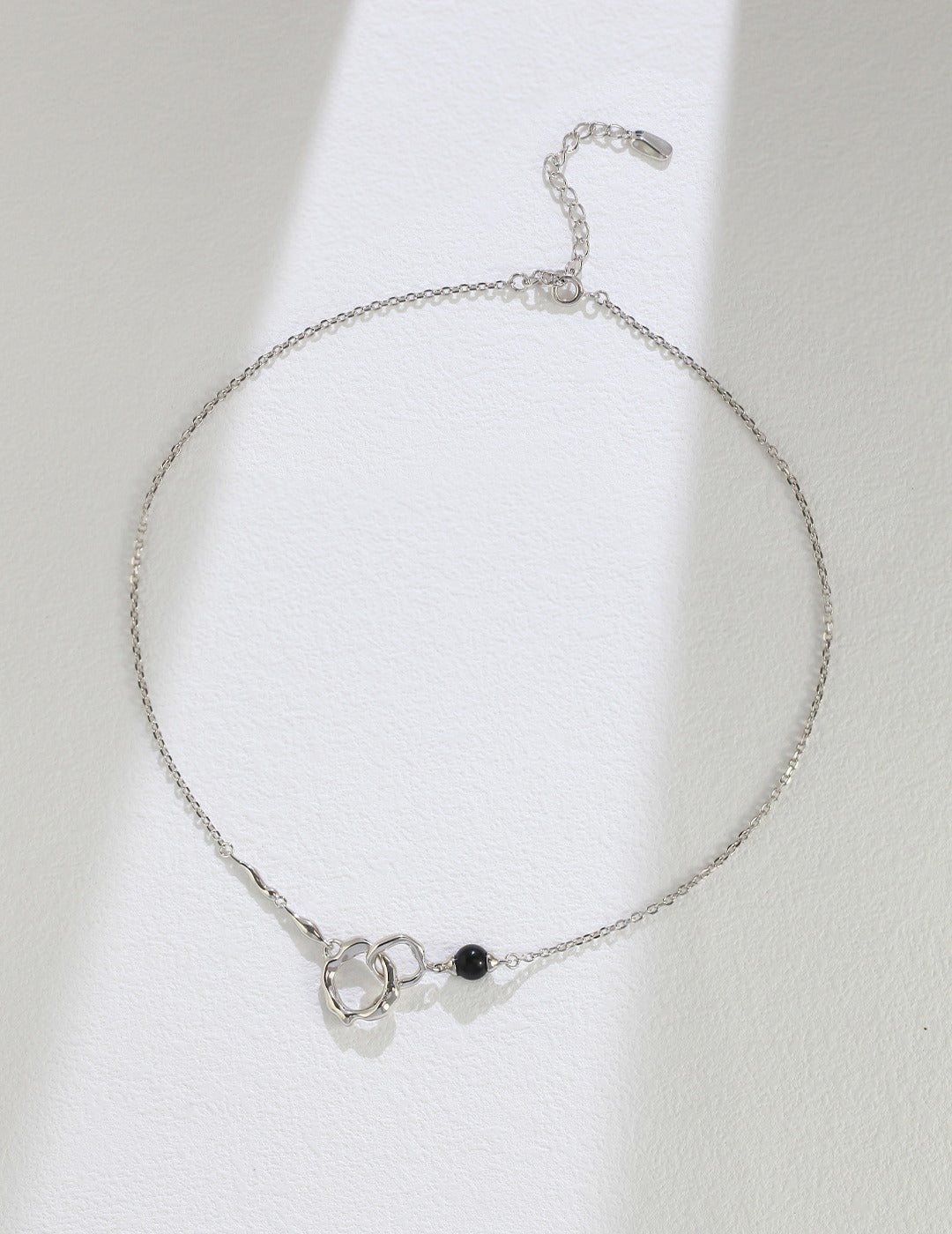 Floating pearl necklace, silver & gold