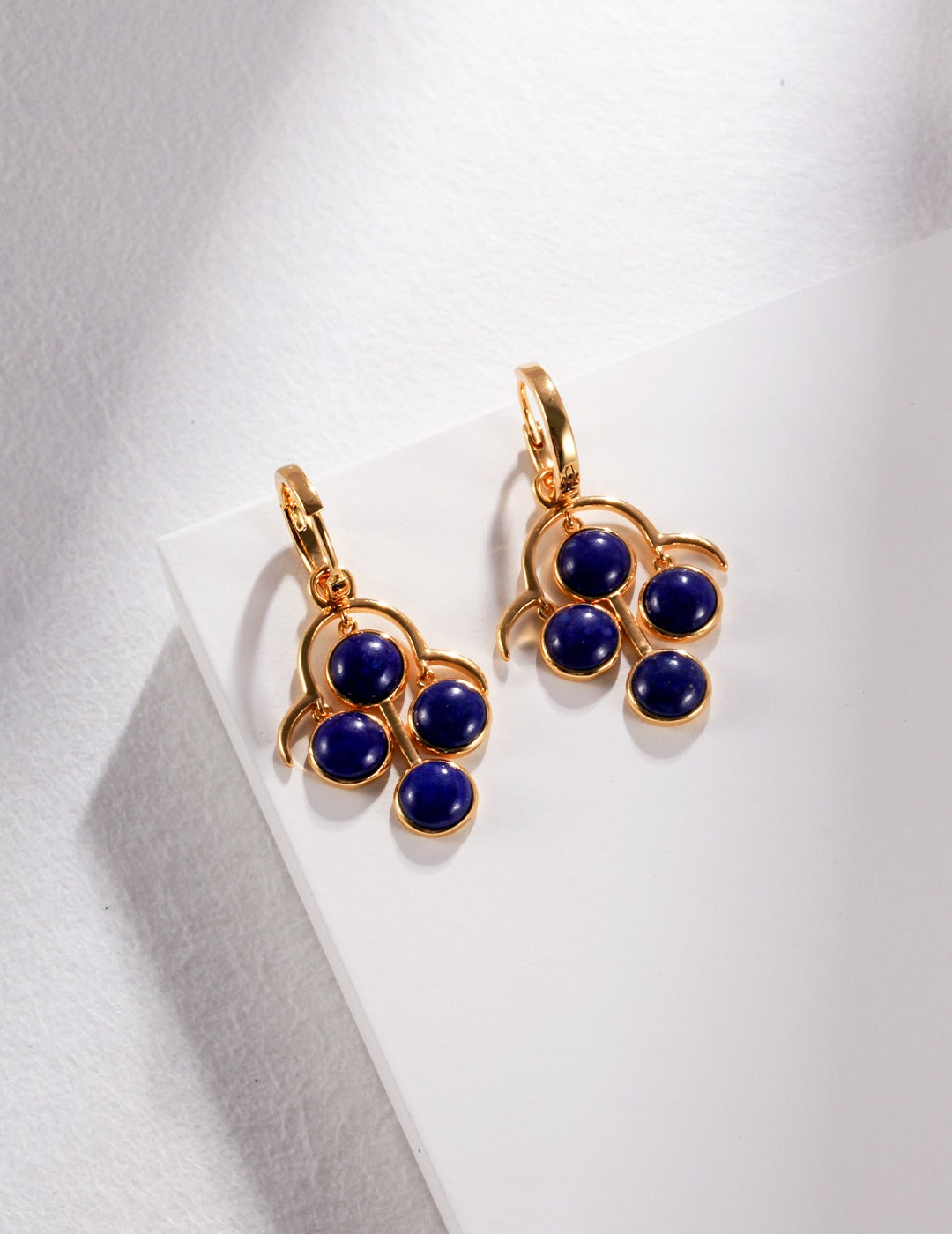 Blueberries vintage gold earrings