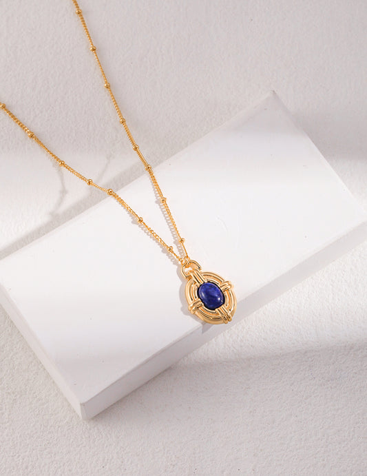 Blue pendant gold necklace