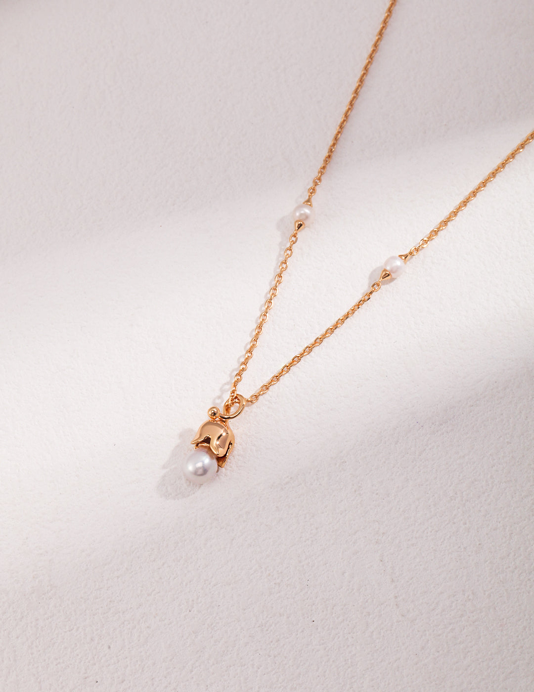 Pearl drop necklace, silver & gold