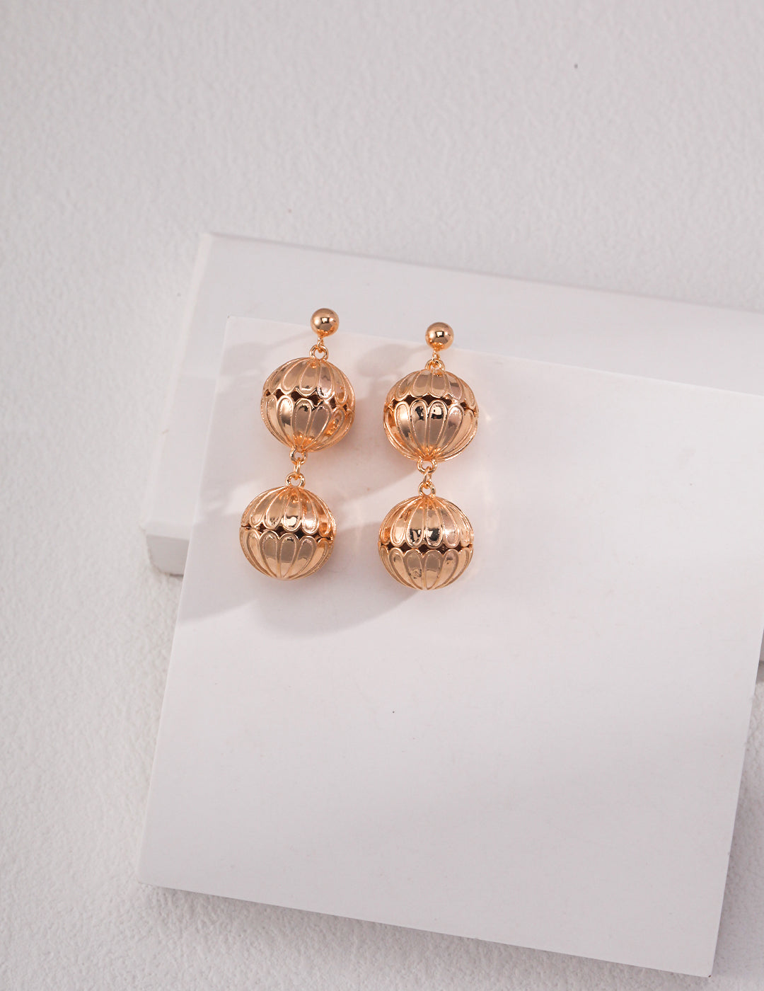 Vintage disco ball gold earrings