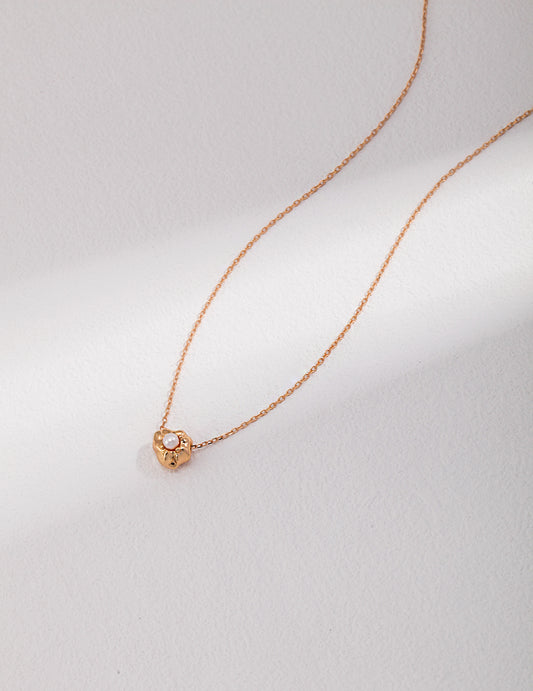 Elegant Single Pearl With Gold Stone Pendant Necklace by Señorita J