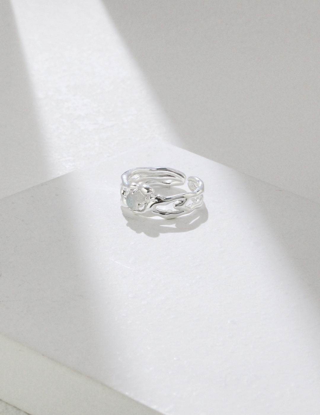 18k gold vermeil s925 fine silver moonstone ring