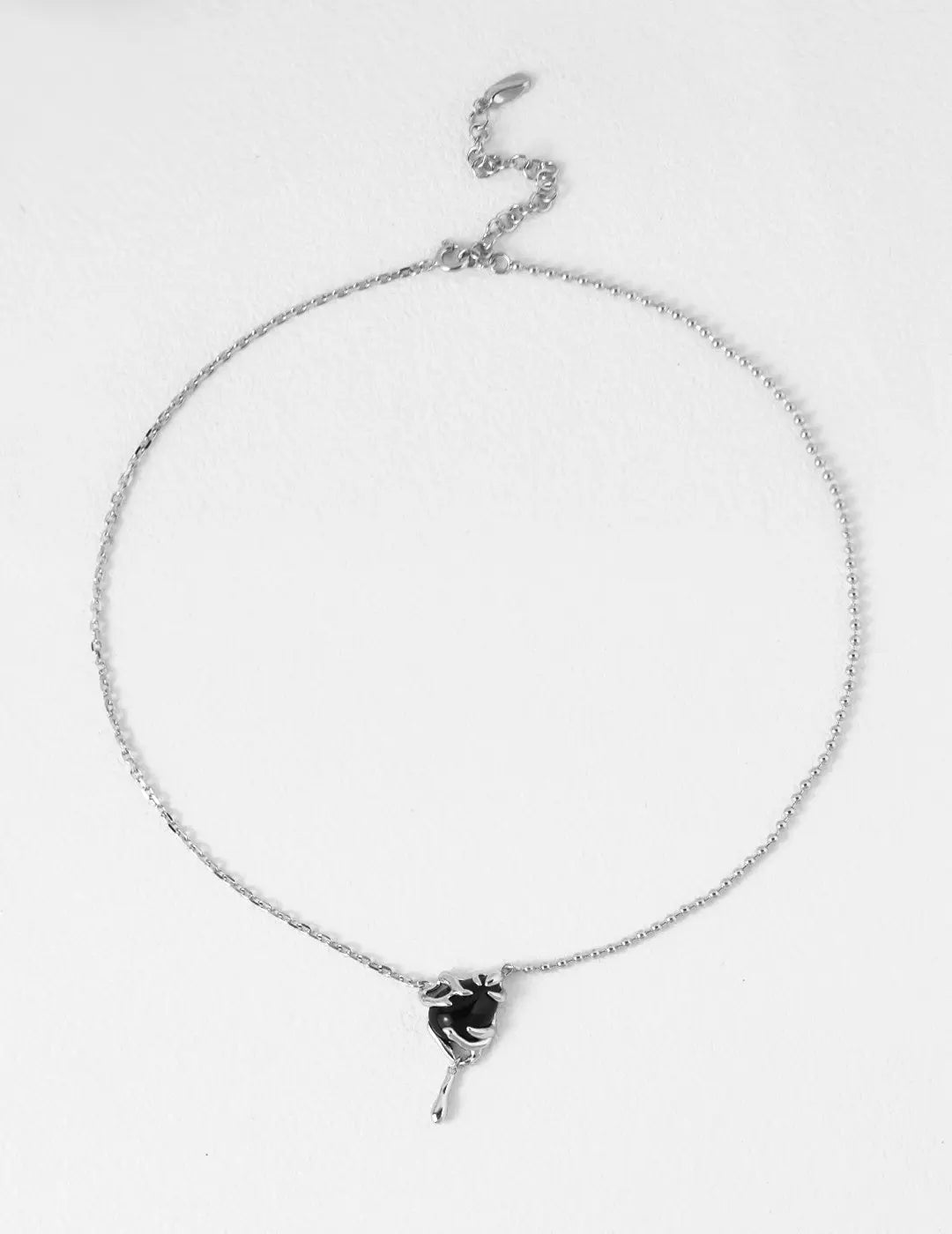 Aceline Black Onyx Silver Necklace