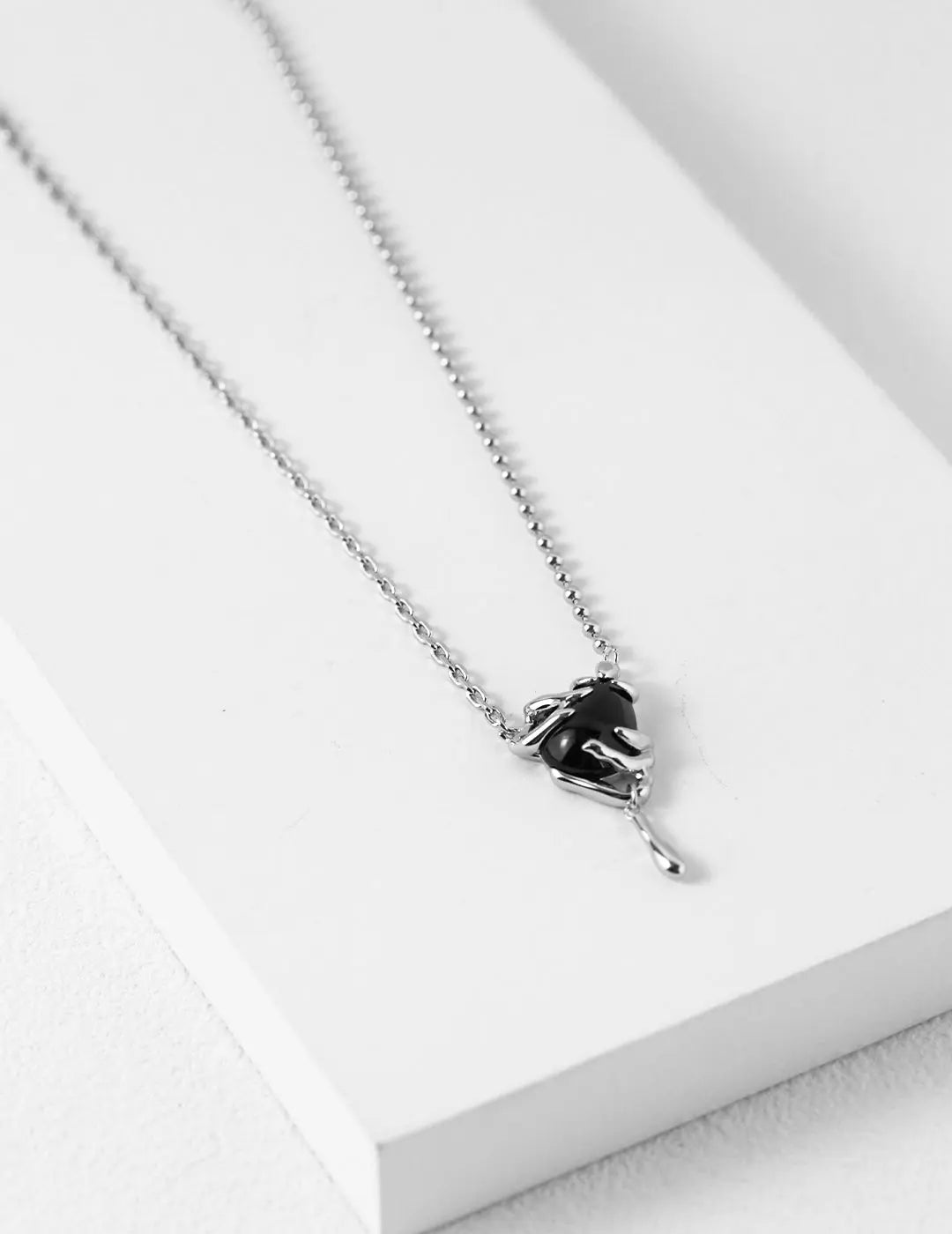 Aceline Black Onyx Silver Necklace