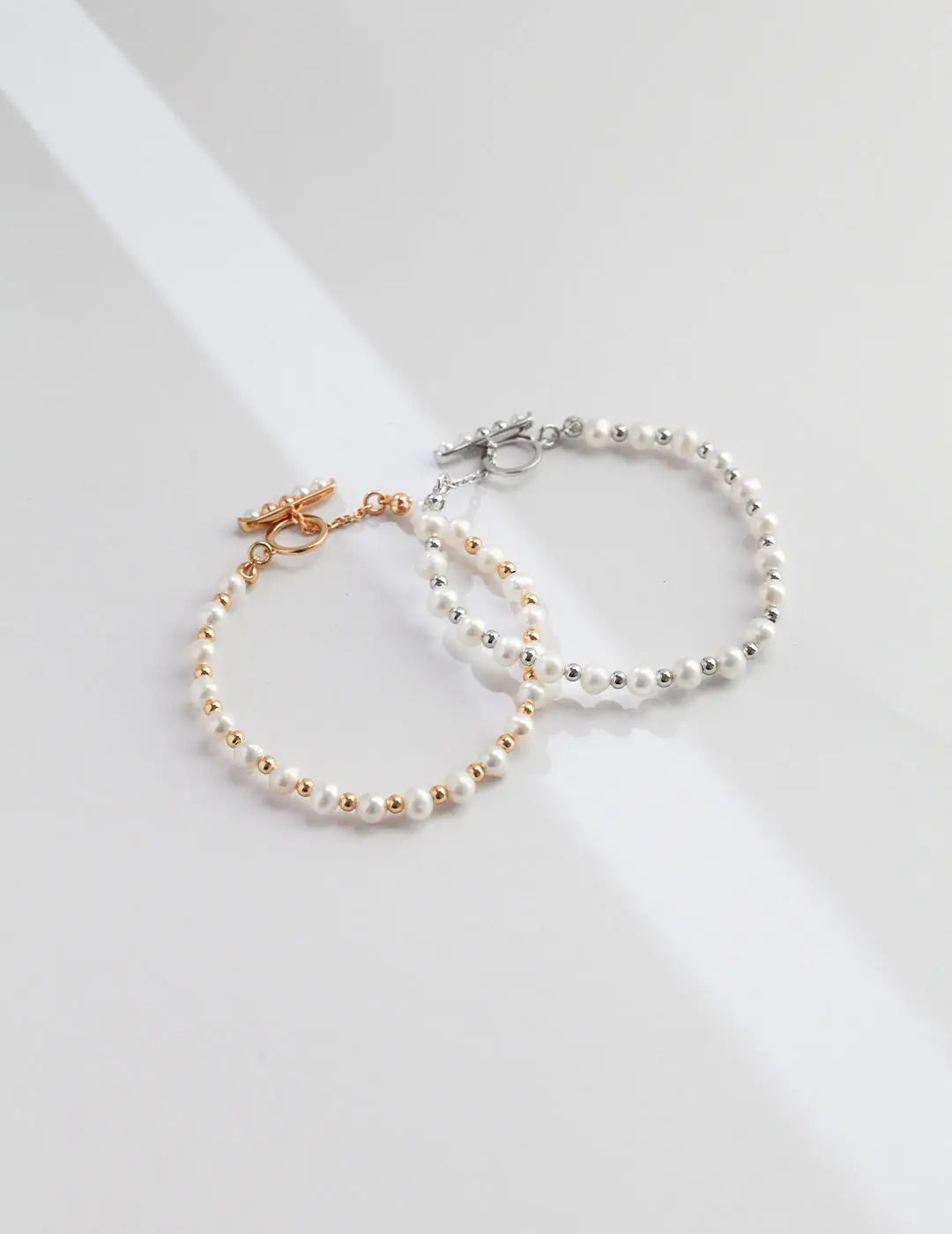 freshwater beaded pearl bracelet with silver gold vermeil beads and clasp