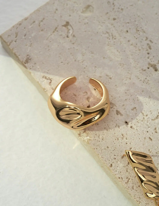 Thick S925 silver in gold vermeil open end ring 