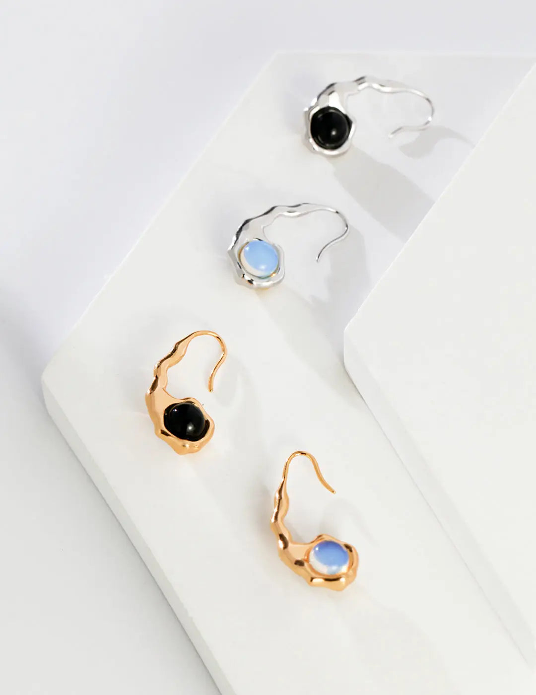 S925 silver in gold vermeil earrings with Opal stone Agate Stone 