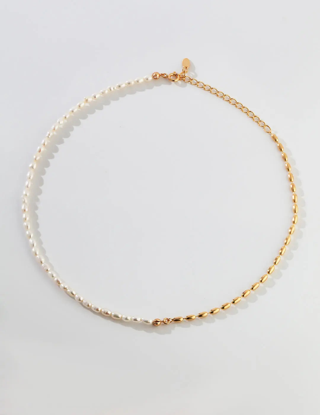 s925 silver coating 18k gold vermeil rice Pearl Silver Necklace