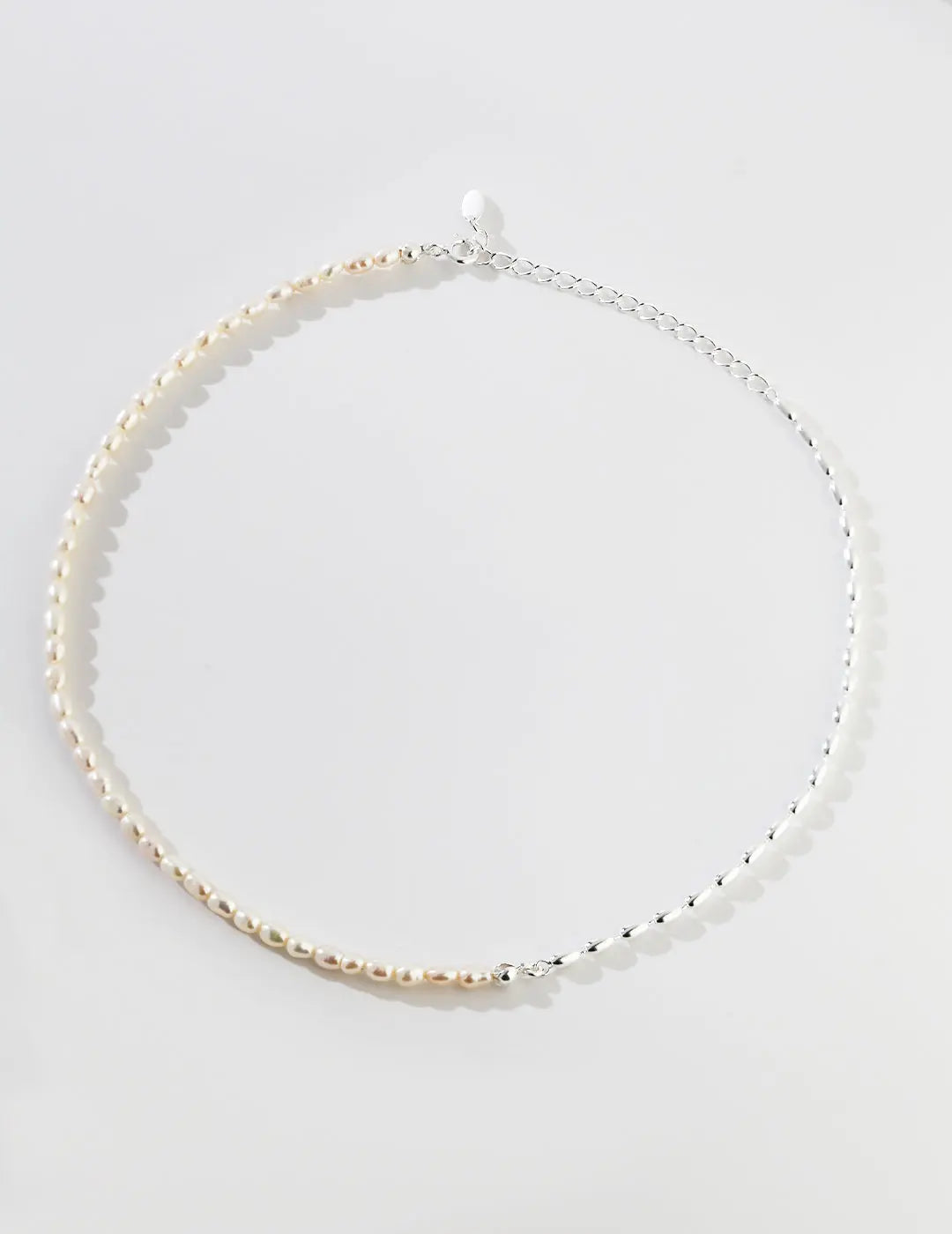 s925 silver rice Pearl Silver Necklace