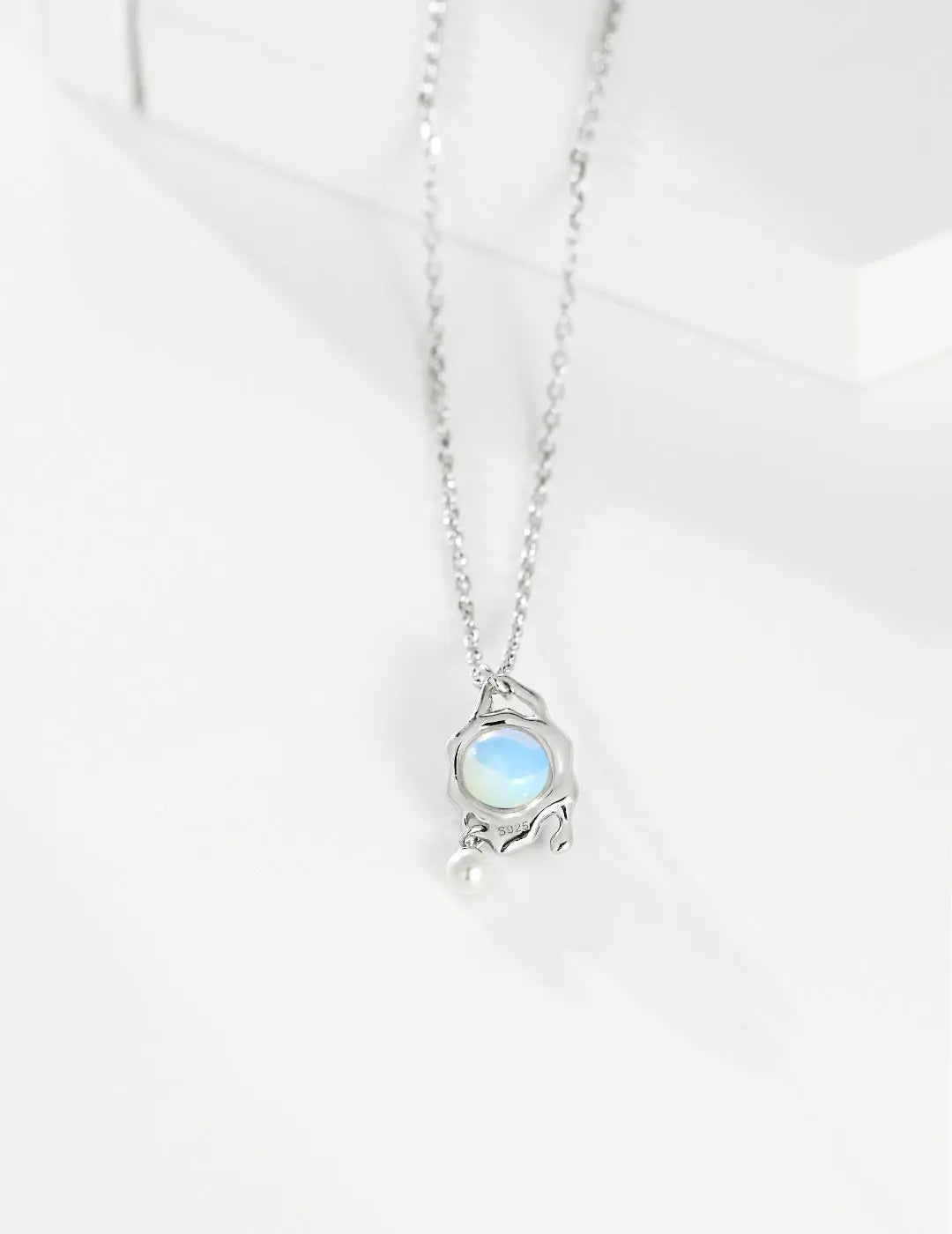 S925 silver necklace with pendant opal stone agate stone freshwater pearl