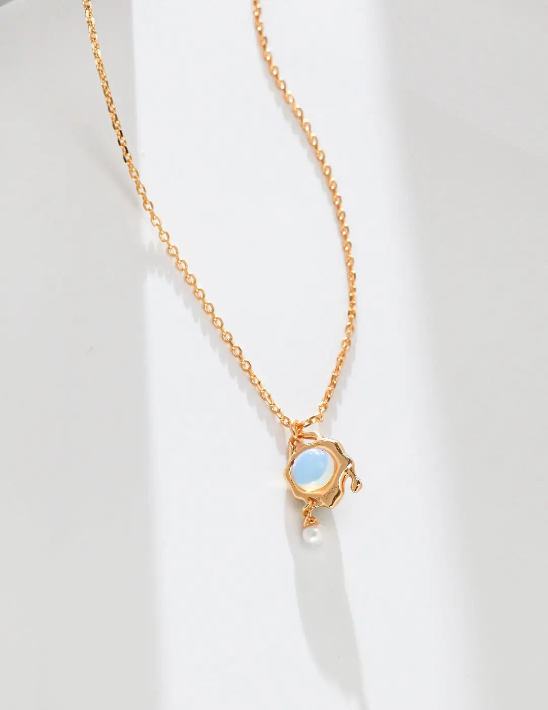 S925 silver coated 18k gold vermeil necklace with pendant opal stone agate stone freshwater pearl