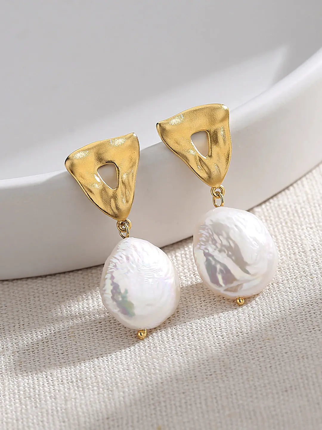 Love Statement Upside Down Triangle shape Pearl Earrings for wedding day